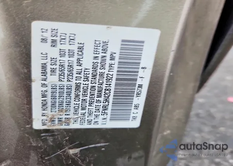 2012 Honda Odyssey Ex z USA, uszkodzony, nr VIN 5FNRL5H42CB141922